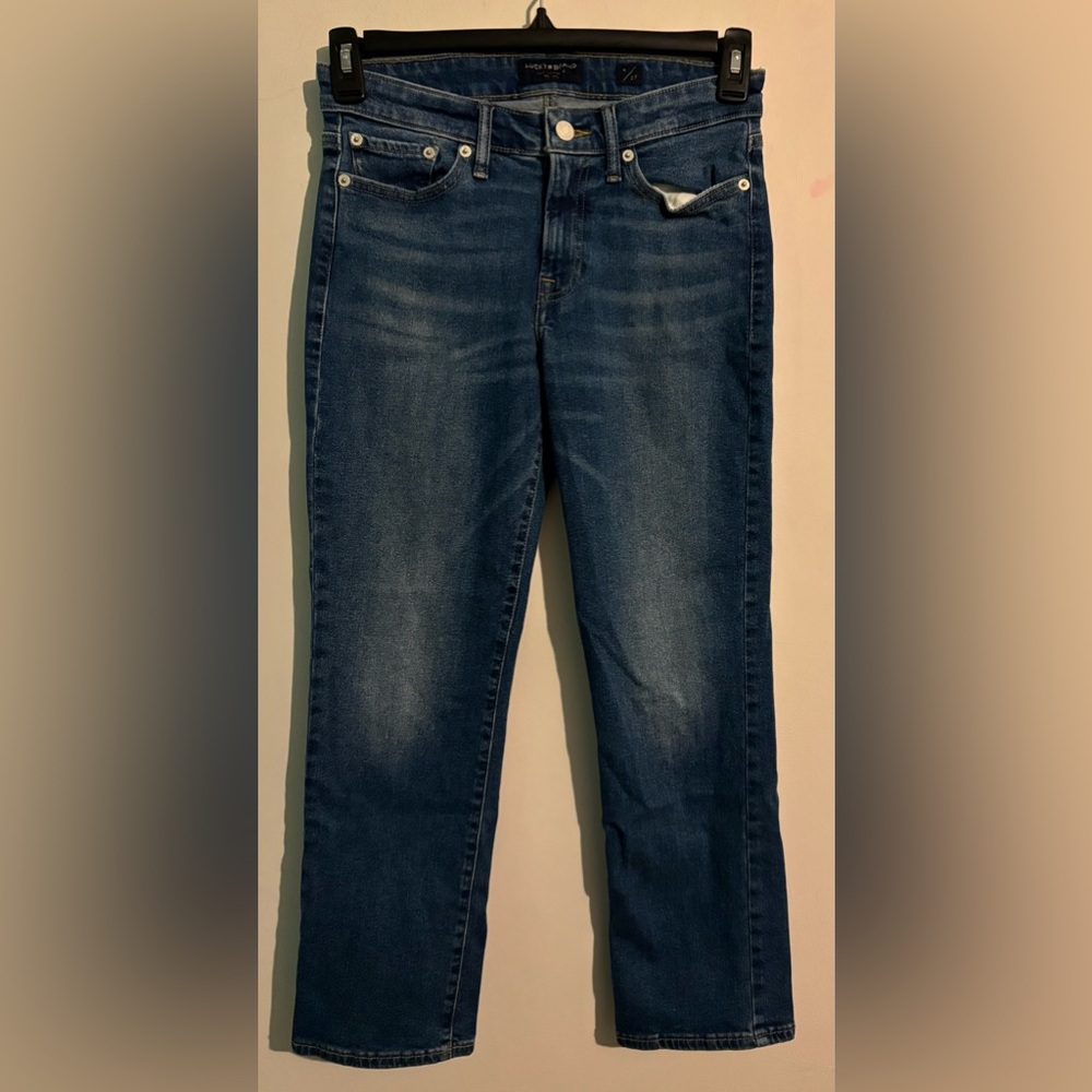 Lucky Brand Womens Sweet Crop Sz 4/27 Medium Wash Stretch Mid Rise Straight Leg